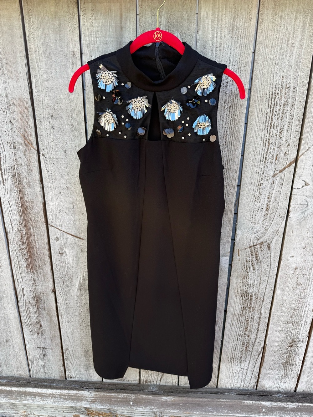 Studio Badgley Mischk pleated Sequin Bib Black Dress Medium